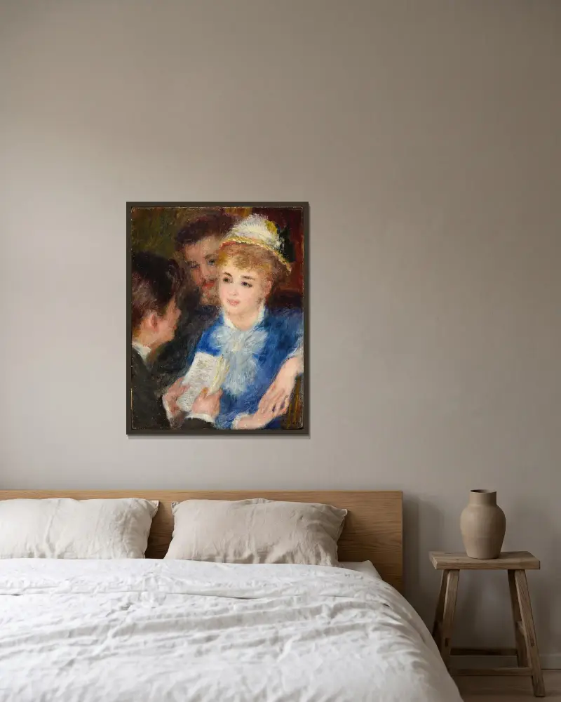 Die Lektüre der Rolle von Pierre-Auguste Renoir gerahmt an einer Wand