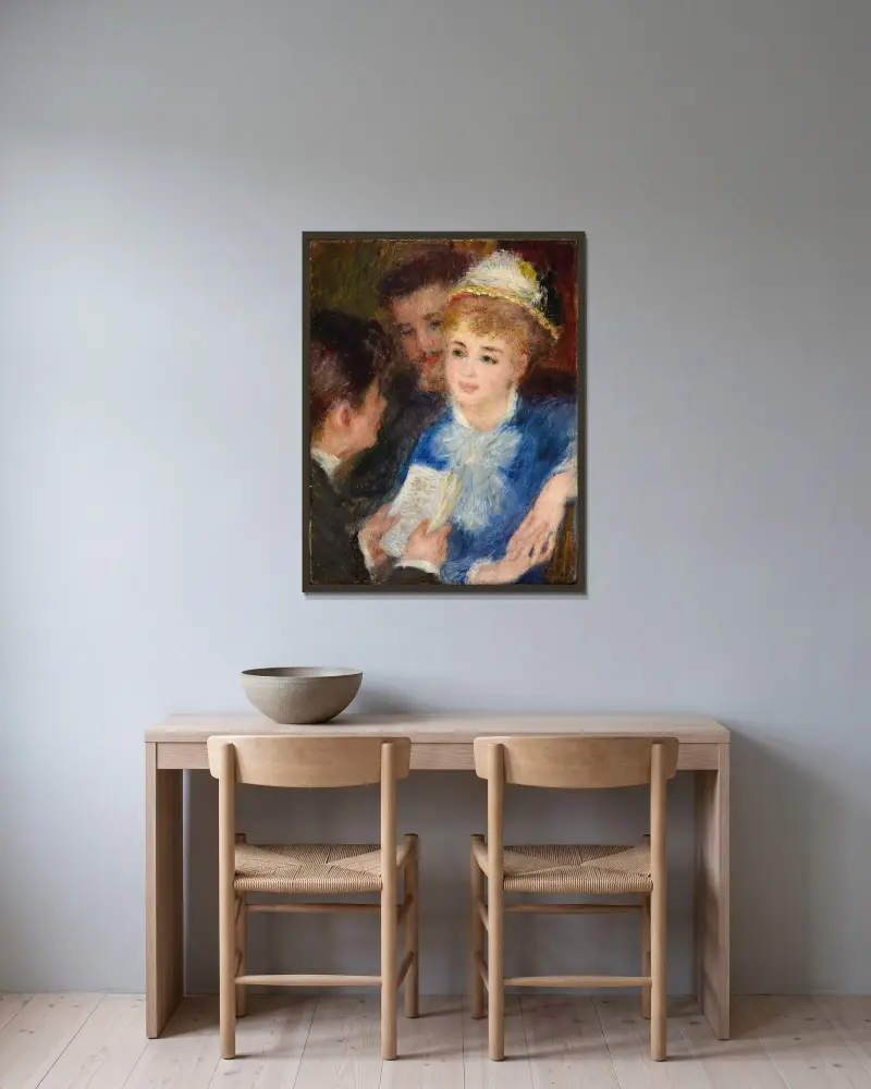 Die Lektüre der Rolle von Pierre-Auguste Renoir gerahmt an einer Wand