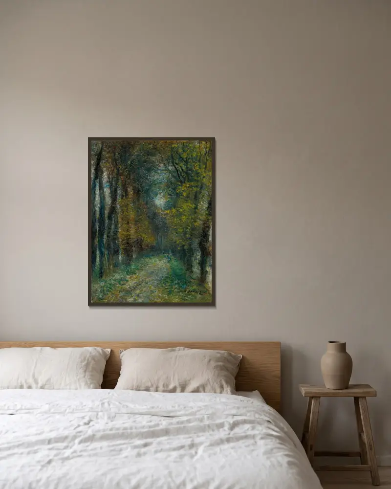 Die überdachte Allee von Pierre-Auguste Renoir gerahmt an einer Wand