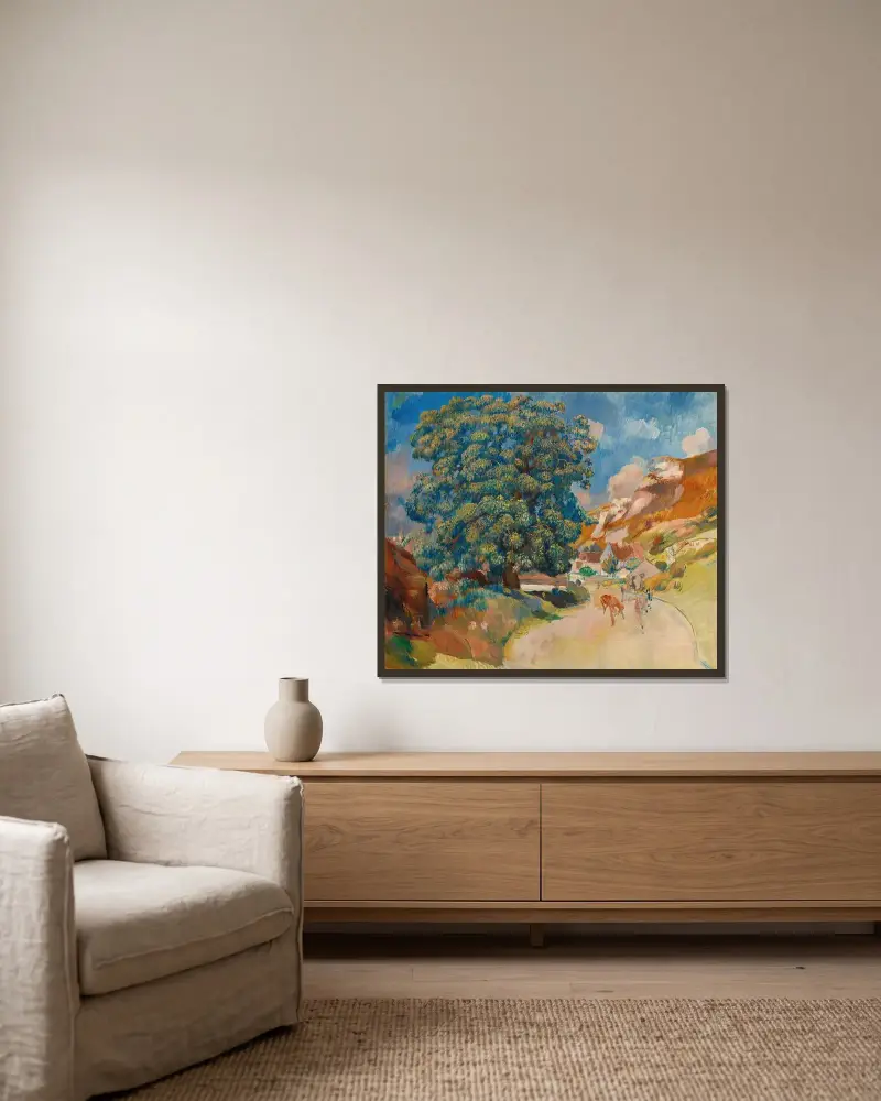 Le Grand Arbre Au Bord De La Route av Pierre-Auguste Renoir inramad på en vägg