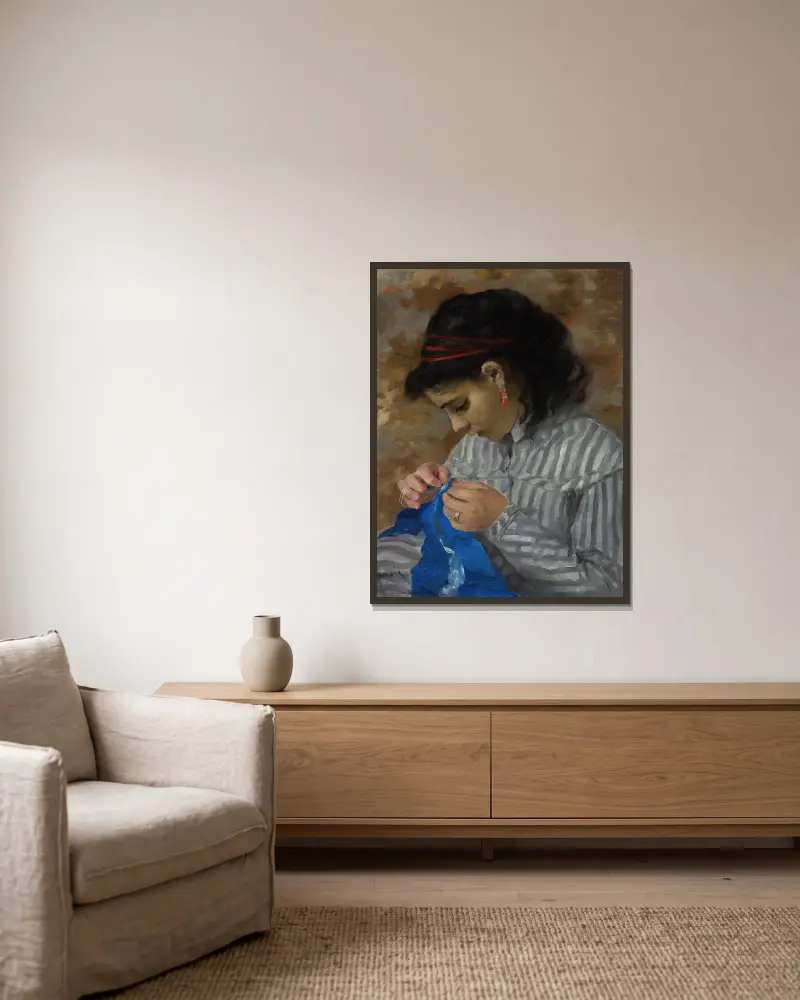 Lise šije, Pierre-Auguste Renoir v rámu na stěně