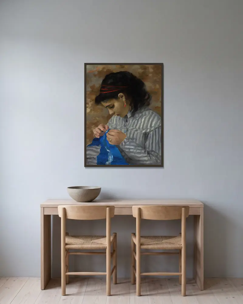 Lise šije, Pierre-Auguste Renoir v rámu na stěně