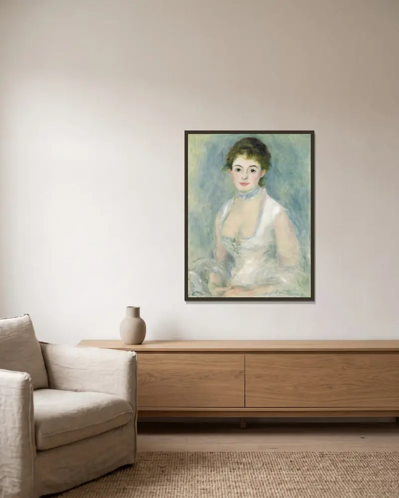 Madame Henriot av Pierre-Auguste Renoir inramad på en vägg