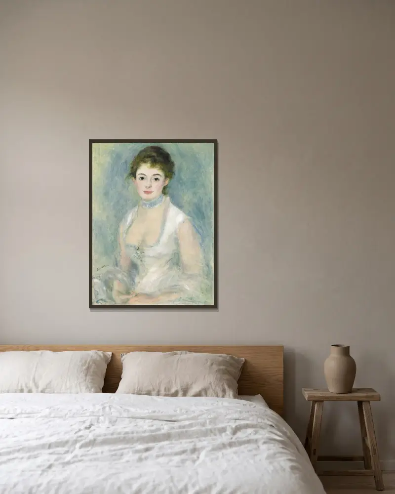 Madame Henriot av Pierre-Auguste Renoir inramad på en vägg