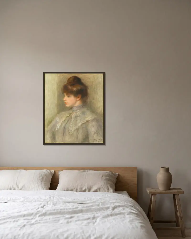 Madame Valtat (Née Suzanne Noël) av Pierre-Auguste Renoir inramad på en vägg
