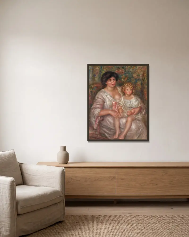 Mutter und Kind von Pierre-Auguste Renoir gerahmt an einer Wand