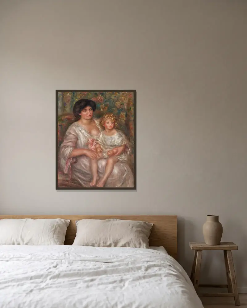 Mutter und Kind von Pierre-Auguste Renoir gerahmt an einer Wand