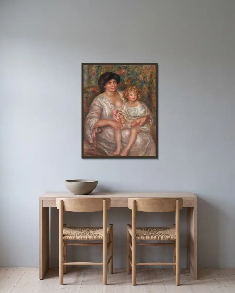 Mutter und Kind von Pierre-Auguste Renoir gerahmt an einer Wand