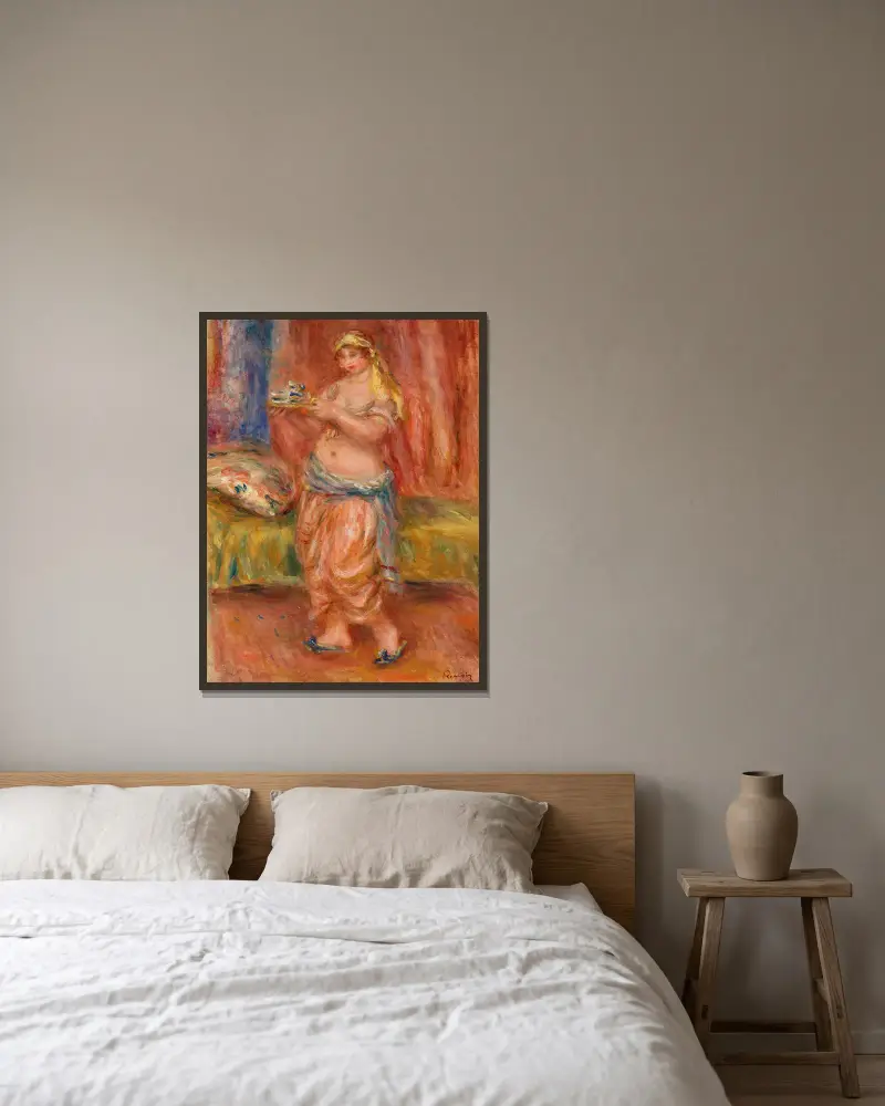Odalisk s čajovou konvicí, Pierre-Auguste Renoir v rámu na stěně