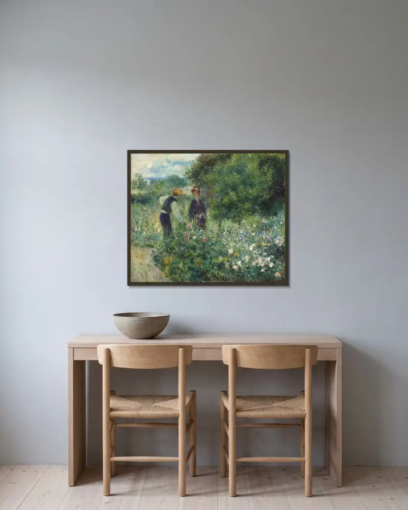 Trhání květin, Pierre-Auguste Renoir v rámu na stěně