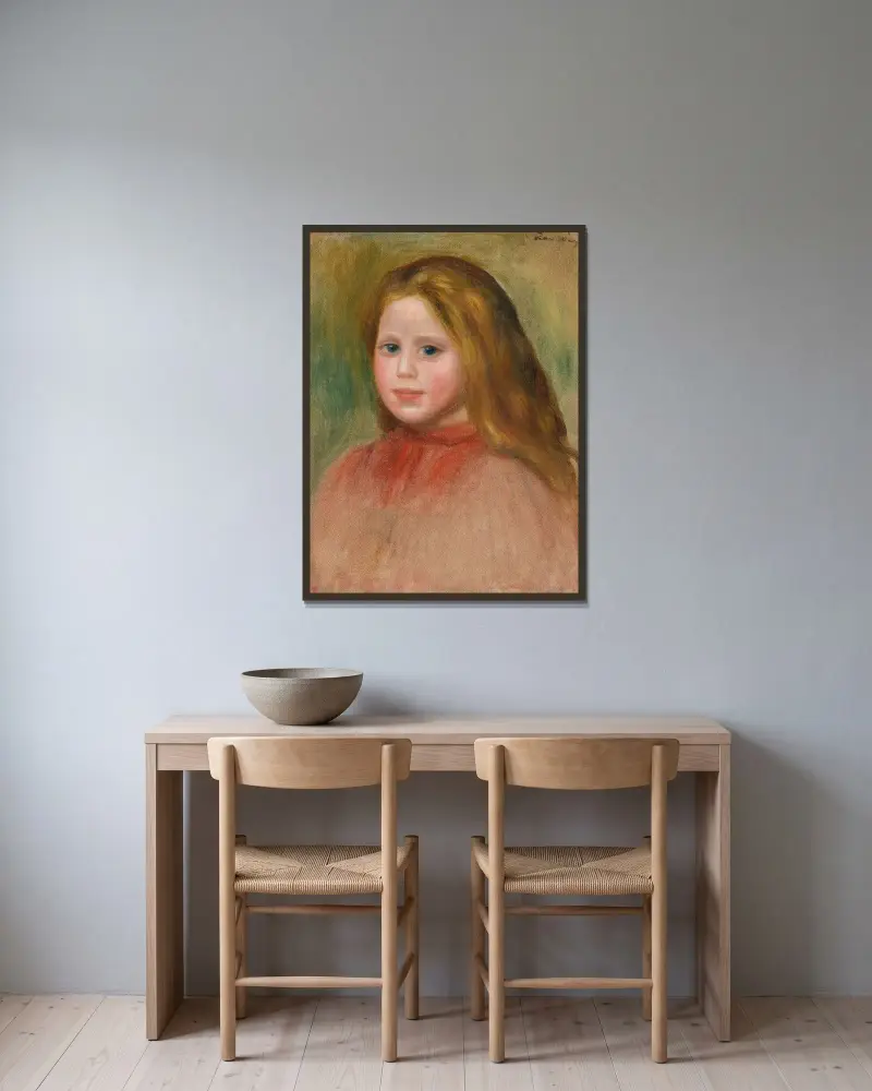 Portrait De Jeune Fille av Pierre-Auguste Renoir inramad på en vägg