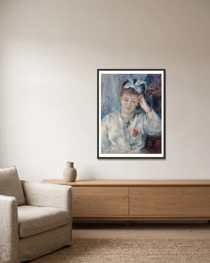 Porträtt av mademoiselle Marie Murer av Pierre-Auguste Renoir inramad på en vägg