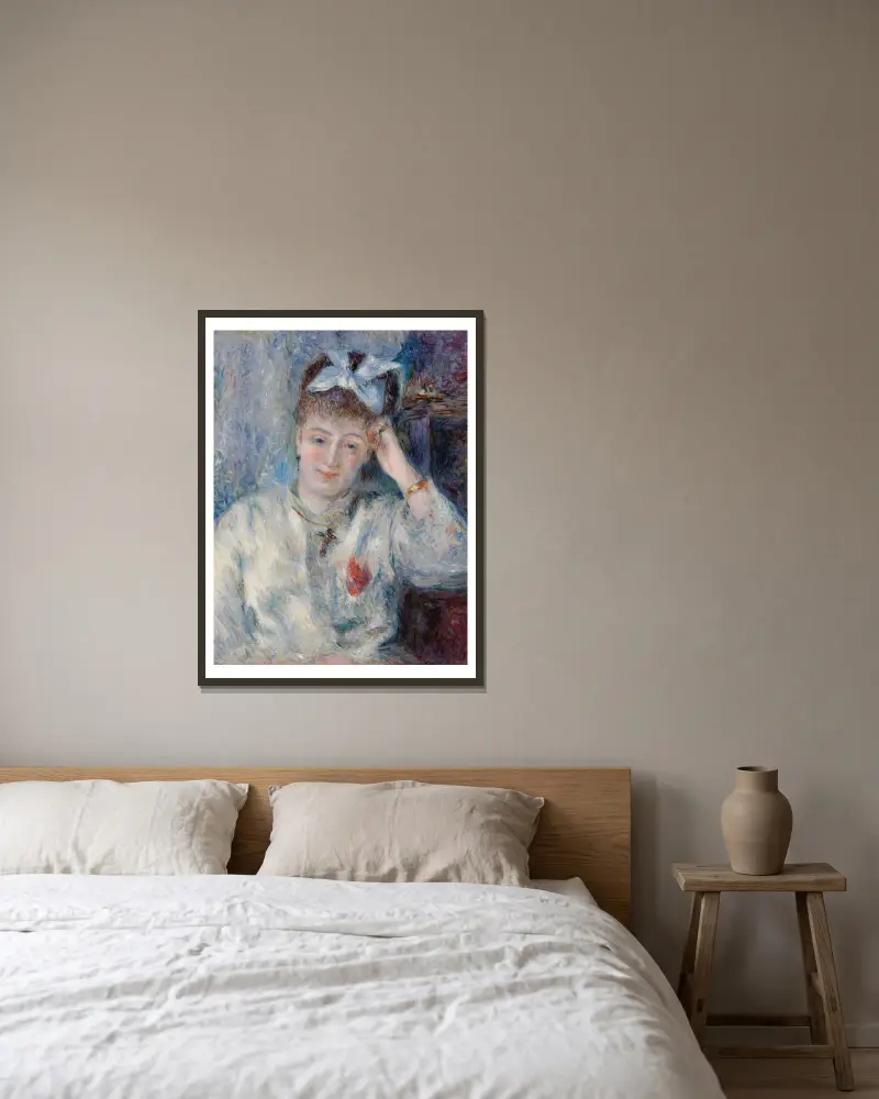 Porträtt av mademoiselle Marie Murer av Pierre-Auguste Renoir inramad på en vägg