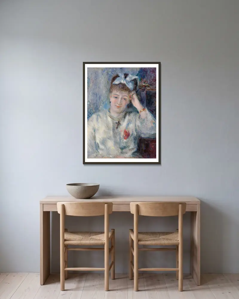 Porträtt av mademoiselle Marie Murer av Pierre-Auguste Renoir inramad på en vägg