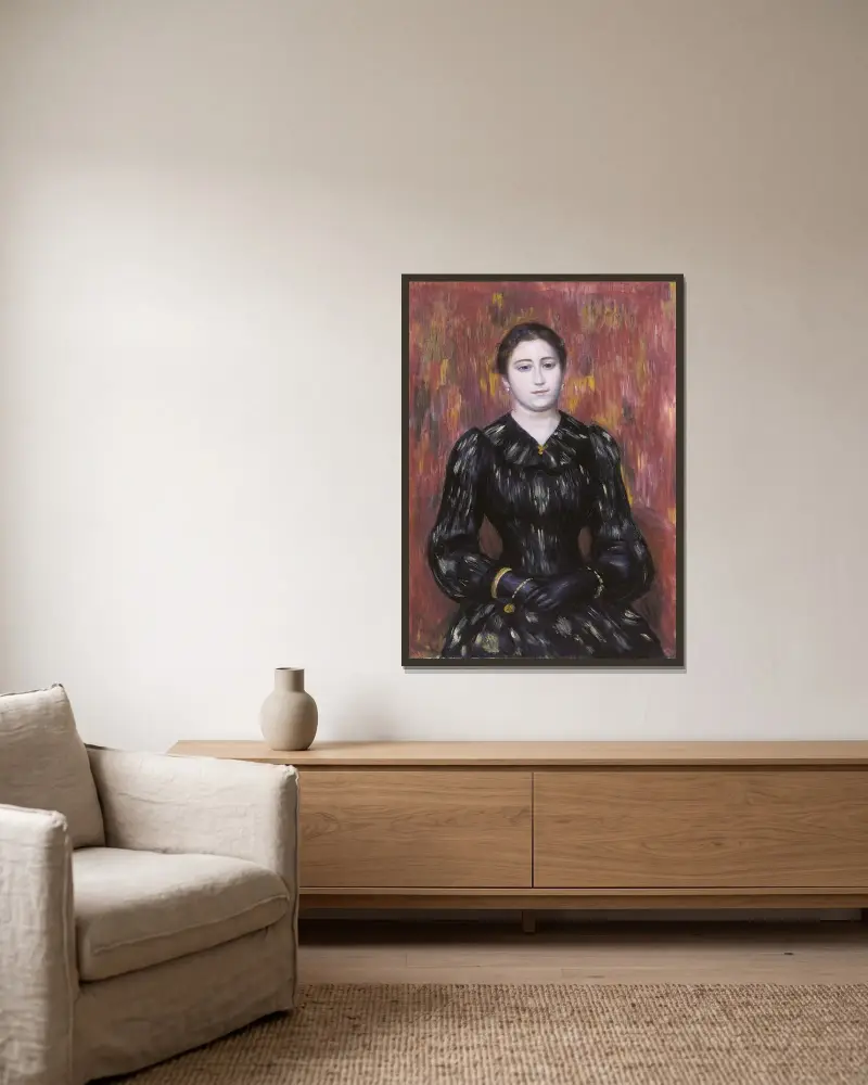 Portrait of Mme. Paulin av Pierre-Auguste Renoir inramad på en vägg