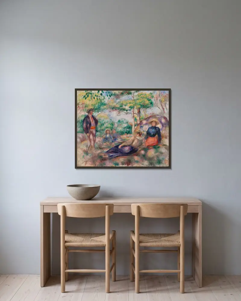 Odpoczynek na trawie, Pierre-Auguste Renoir w ramie na ścianie