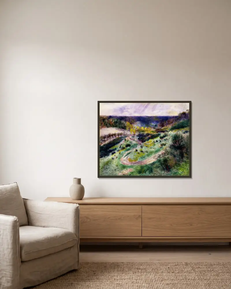 Weg bei Wargemont von Pierre-Auguste Renoir gerahmt an einer Wand