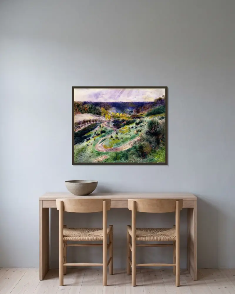 Weg bei Wargemont von Pierre-Auguste Renoir gerahmt an einer Wand