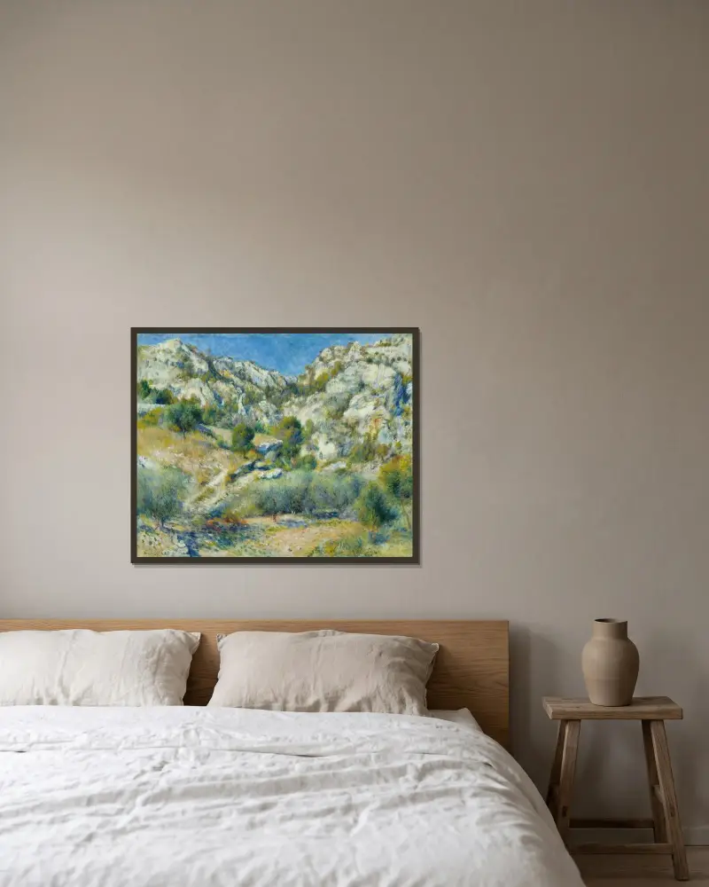 Rocky Crags at L’Estaque av Pierre-Auguste Renoir inramad på en vägg