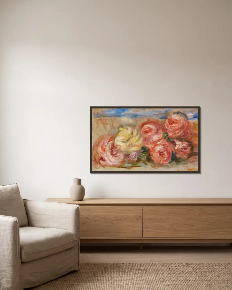 Růže, 1915, Pierre-Auguste Renoir v rámu na stěně