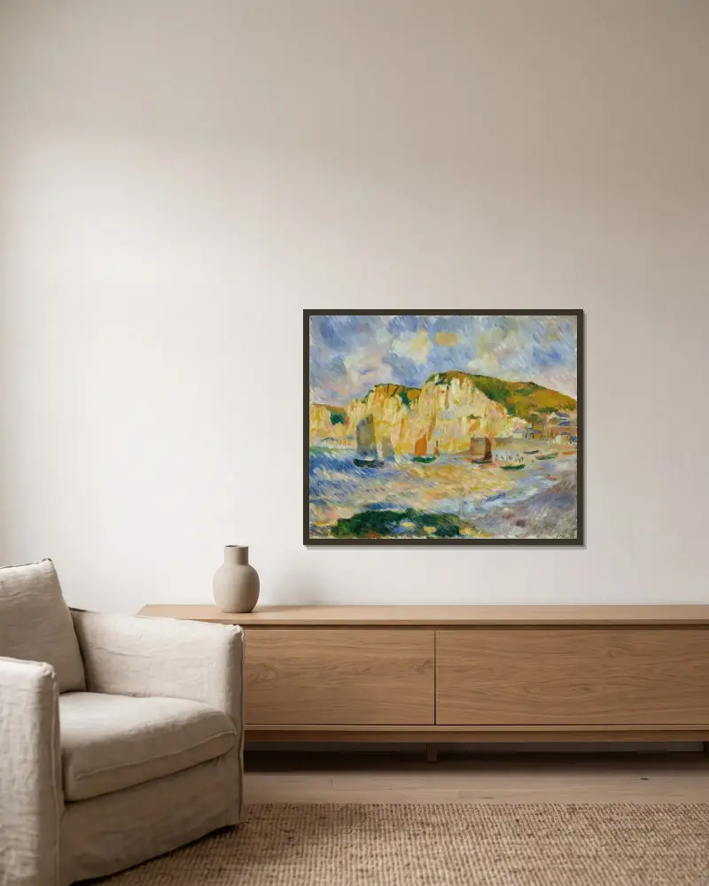 Meer und Klippen von Pierre-Auguste Renoir gerahmt an einer Wand