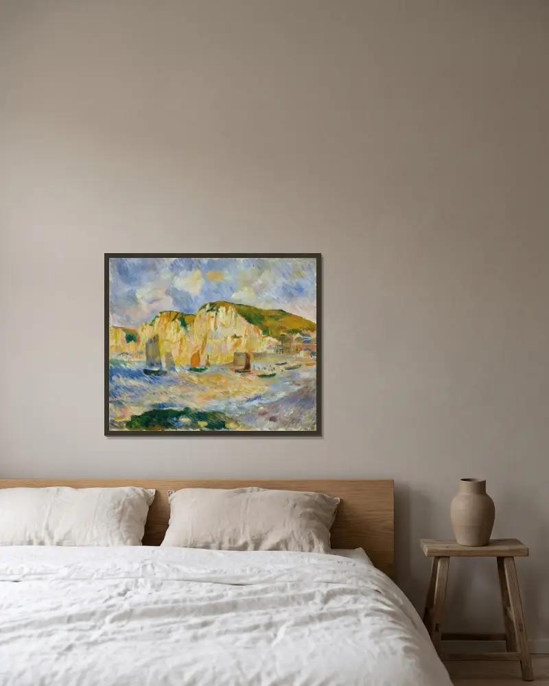 Meer und Klippen von Pierre-Auguste Renoir gerahmt an einer Wand
