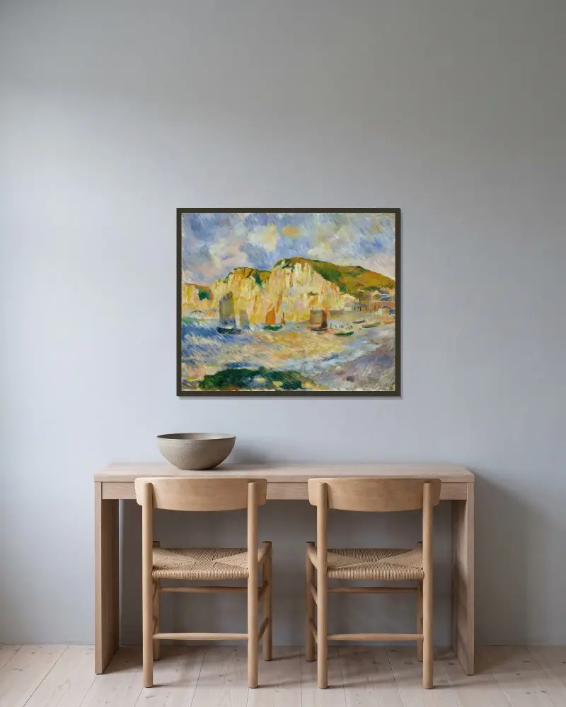 Meer und Klippen von Pierre-Auguste Renoir gerahmt an einer Wand