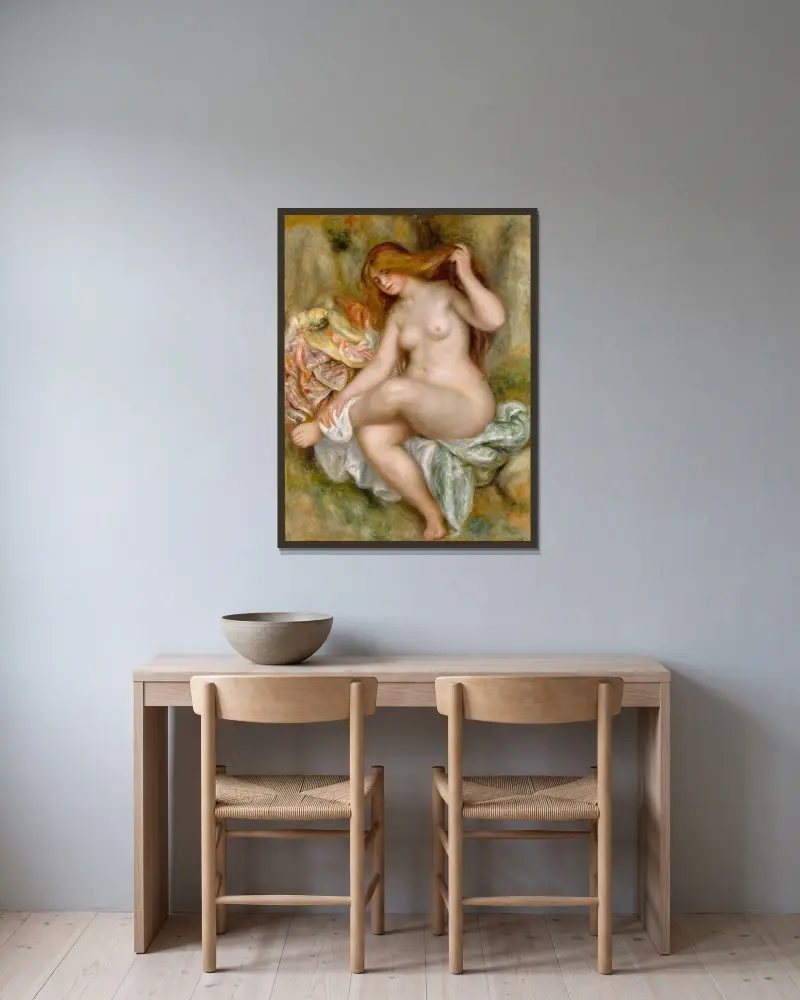 Sedící koupající se, Pierre-Auguste Renoir v rámu na stěně