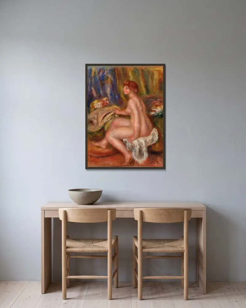 Seated Female Nude, Profile View (Femme nue assise, vue de profil) av Pierre-Auguste Renoir inramad på en vägg