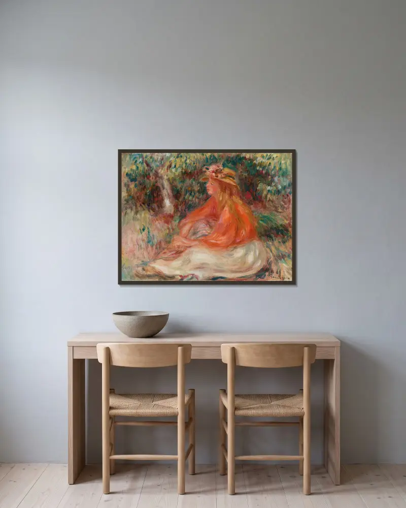Seated Woman (Femme assise) av Pierre-Auguste Renoir inramad på en vägg