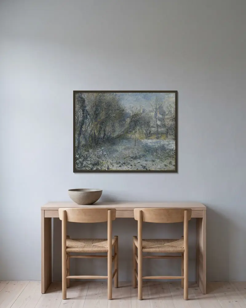 Zasněžená krajina, Pierre-Auguste Renoir v rámu na stěně