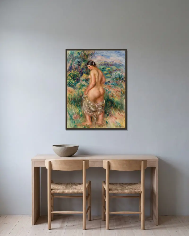 Stehende Badende, 1910 von Pierre-Auguste Renoir gerahmt an einer Wand