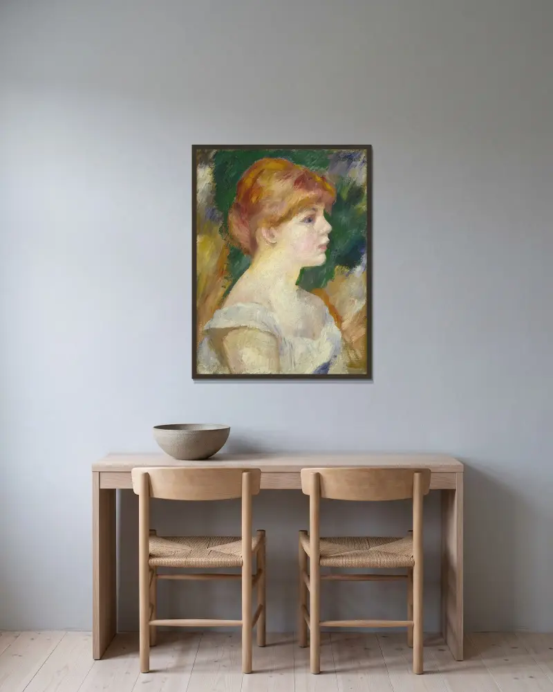 Suzanne Valadon von Pierre-Auguste Renoir gerahmt an einer Wand