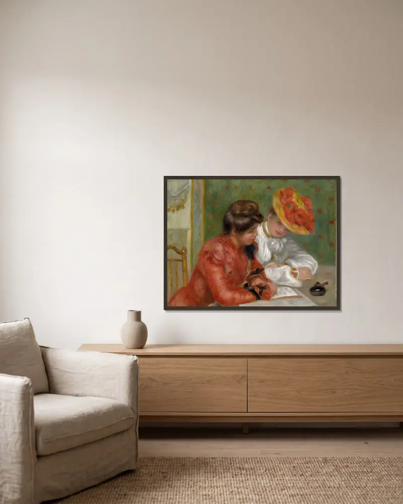 Der Brief von Pierre-Auguste Renoir gerahmt an einer Wand