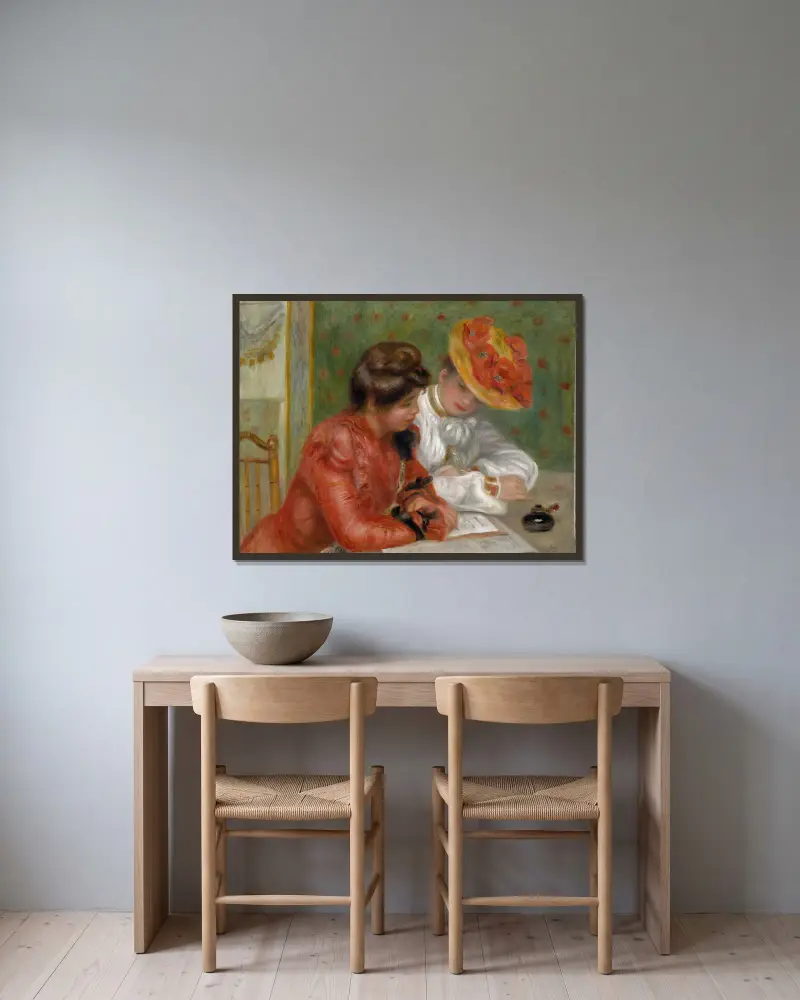 Der Brief von Pierre-Auguste Renoir gerahmt an einer Wand
