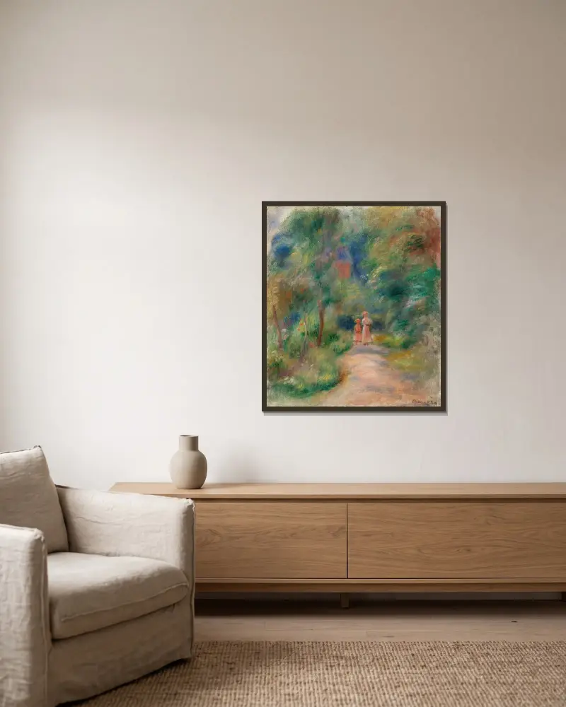 Dvě postavy na stezce, Pierre-Auguste Renoir v rámu na stěně