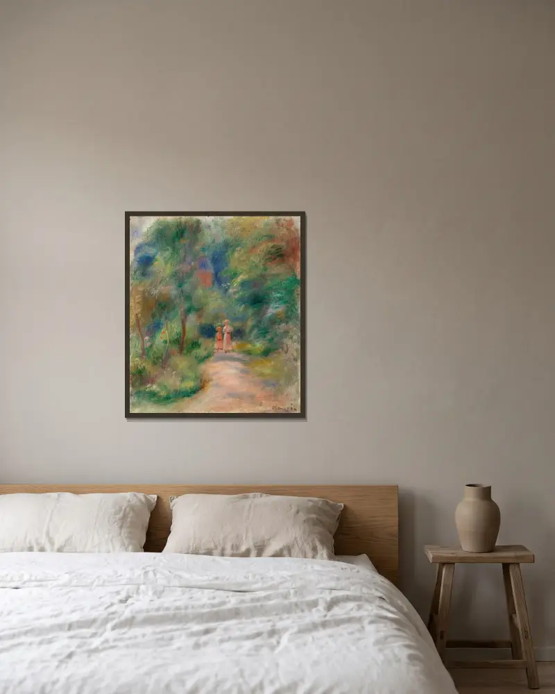Dvě postavy na stezce, Pierre-Auguste Renoir v rámu na stěně
