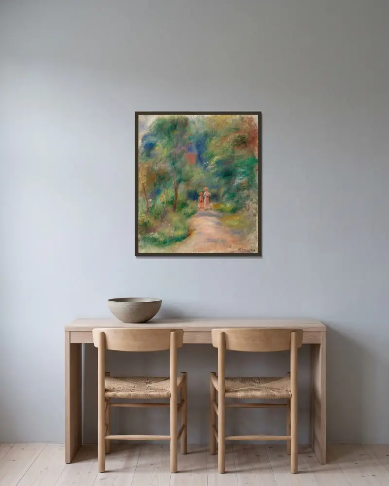 Dvě postavy na stezce, Pierre-Auguste Renoir v rámu na stěně