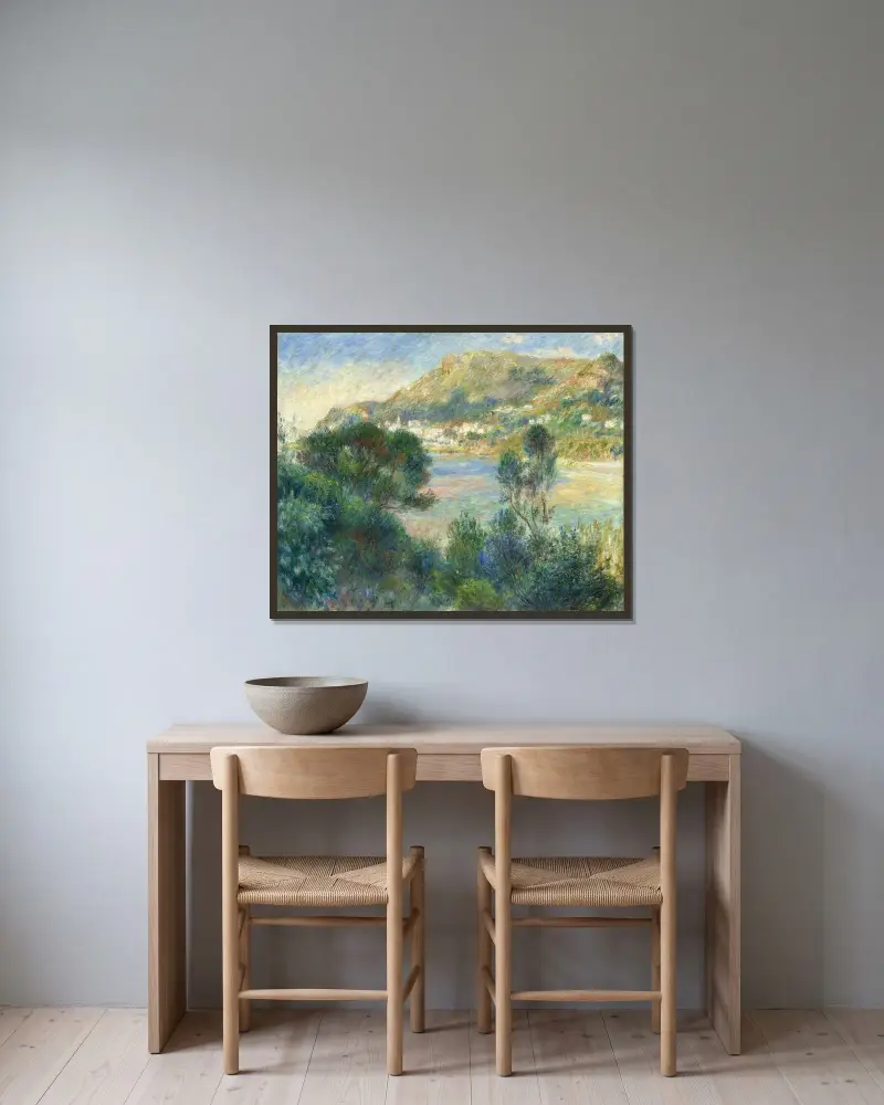 Vy över Monte Carlo från Cap Martin av Pierre-Auguste Renoir inramad på en vägg
