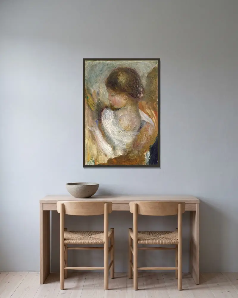 Young Girl Reading av Pierre-Auguste Renoir inramad på en vägg