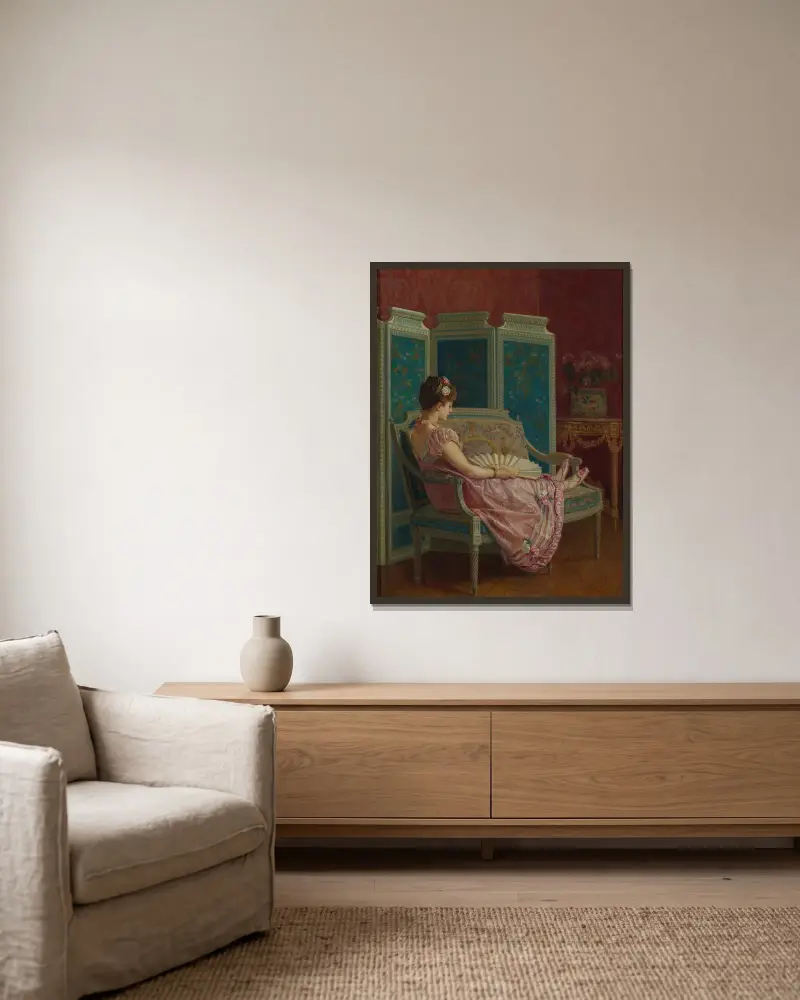Müßige Gedanken von Auguste Toulmouche gerahmt an einer Wand