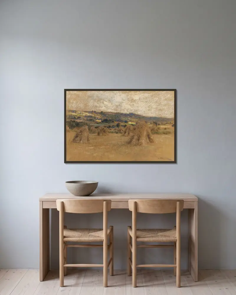 Gerbes En Tas av Léon Augustin Lhermitte inramad på en vägg