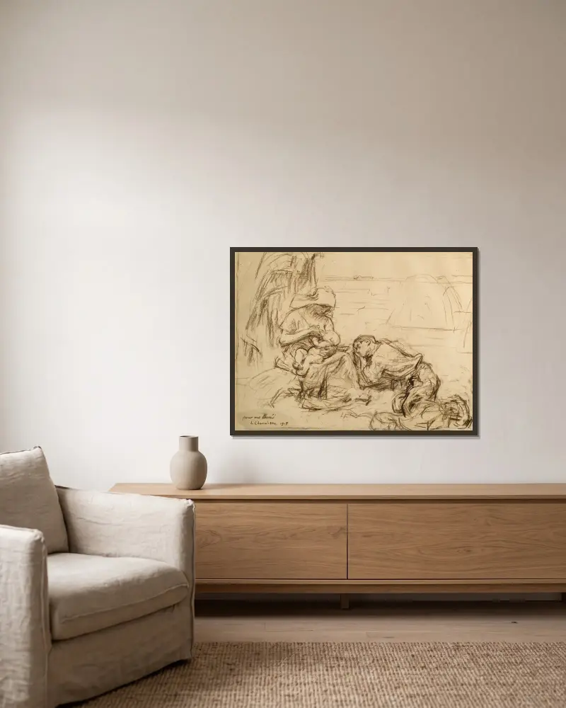 Ruhe nach der Ernte von Léon Augustin Lhermitte gerahmt an einer Wand