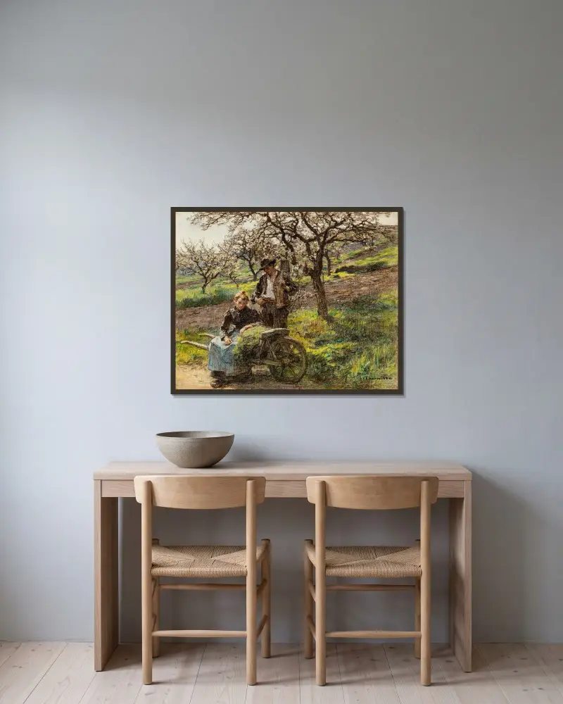 Idylle av Léon Augustin Lhermitte inramad på en vägg