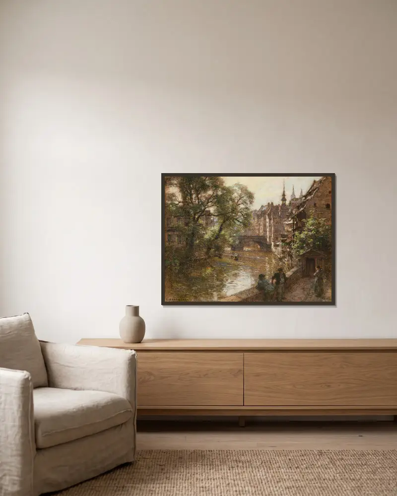 Die Brücke in Nürnberg von Léon Augustin Lhermitte gerahmt an einer Wand