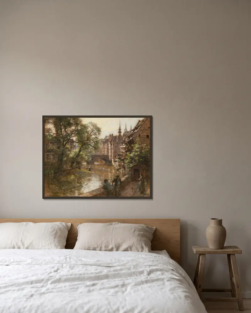 Die Brücke in Nürnberg von Léon Augustin Lhermitte gerahmt an einer Wand