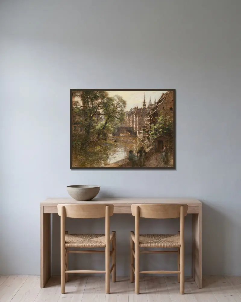 Die Brücke in Nürnberg von Léon Augustin Lhermitte gerahmt an einer Wand