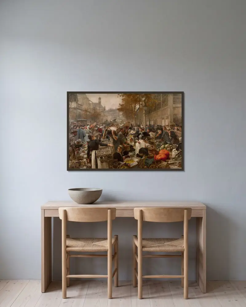 Les Halles von Léon Augustin Lhermitte gerahmt an einer Wand