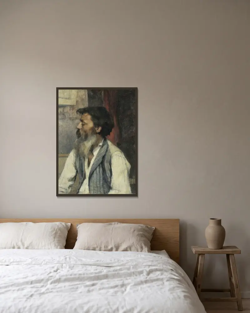 Porträtt av en man av Léon Augustin Lhermitte inramad på en vägg
