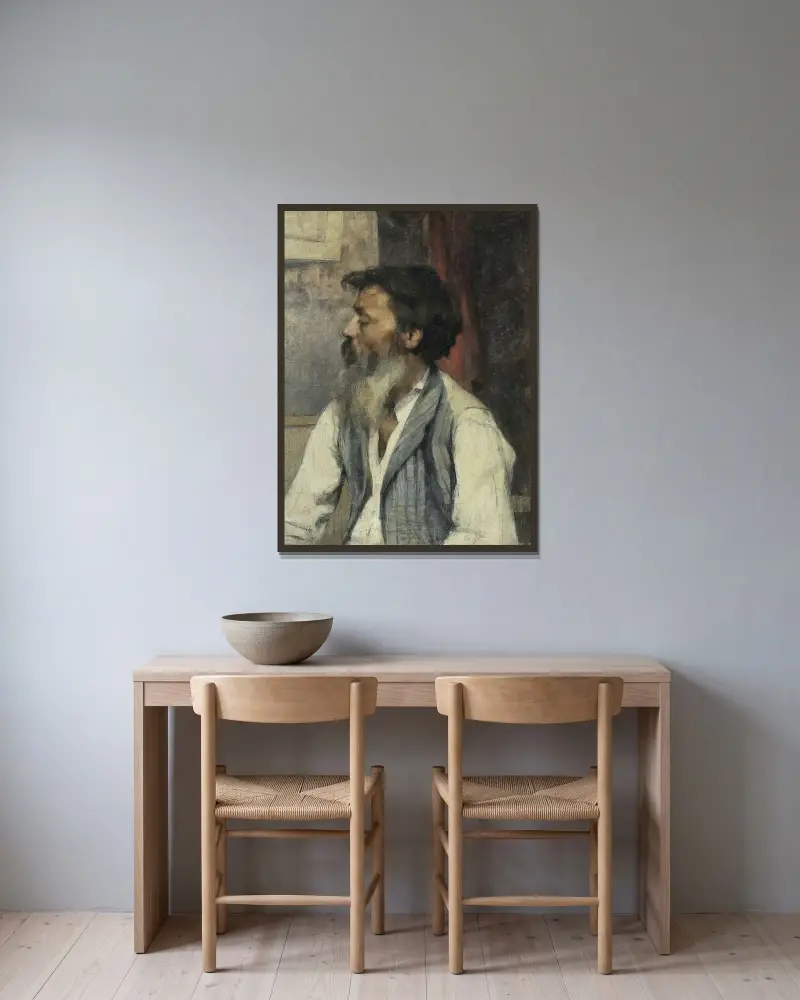 Porträtt av en man av Léon Augustin Lhermitte inramad på en vägg
